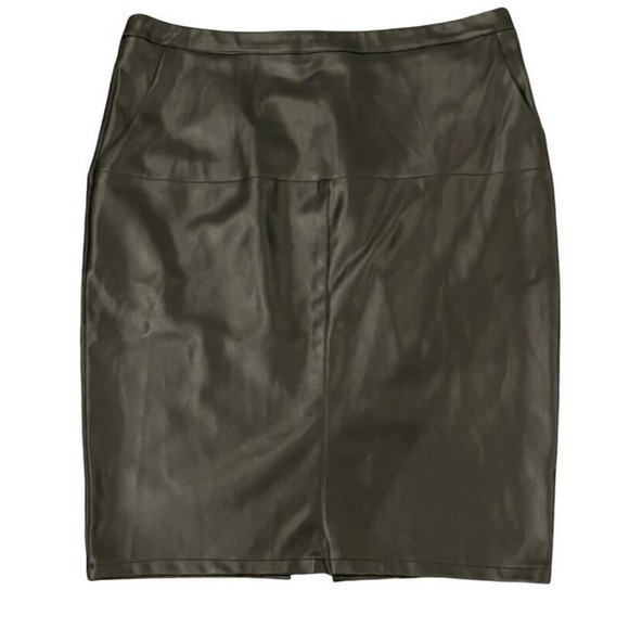 Lulus Dresses & Skirts - Lulus Faux Leather Pencil Skirt Womens Black Back Zip Closure Slit XL Classic